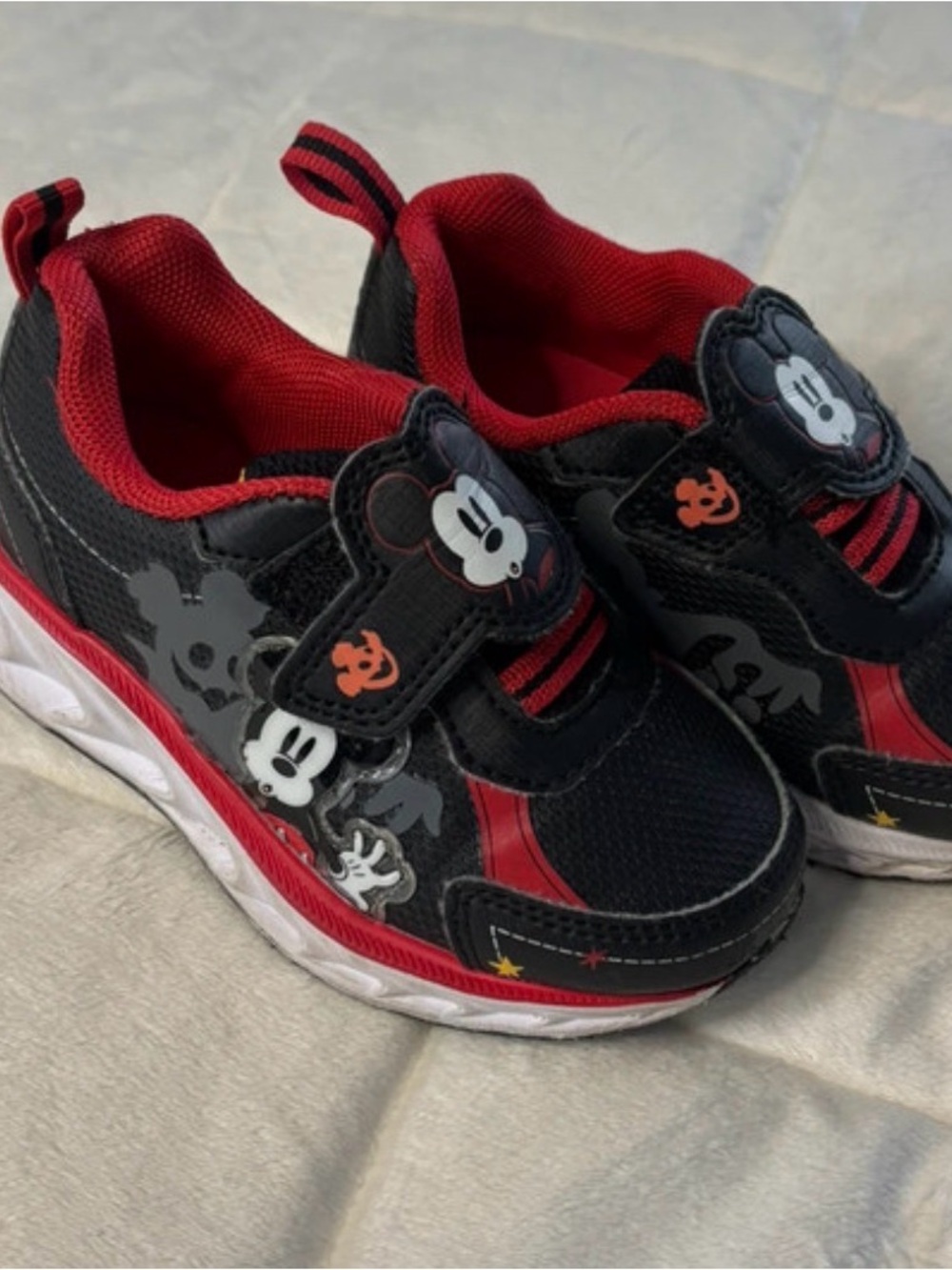 Disney Black and Red Mickey Mouse Kids Sneakers with Velcro